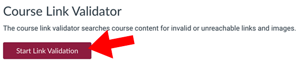 Course Link Validator start button